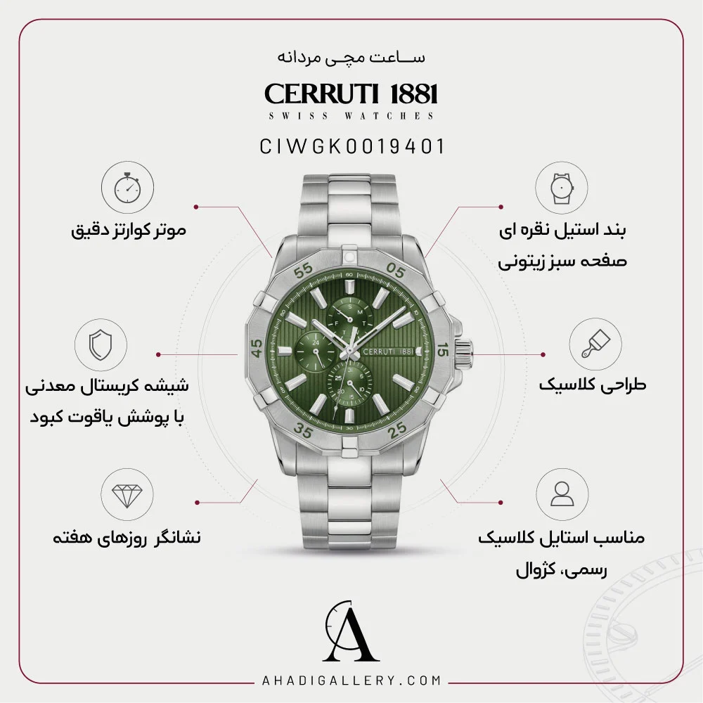 مشخصات ساعت مچی چروتی مدل CIWGK0019401